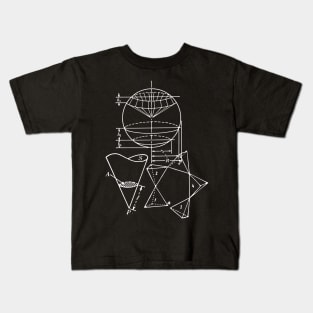 Vintage Math Diagrams - white on black Kids T-Shirt